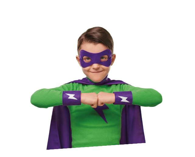 Dziecko w zielonym stroju superbohatera